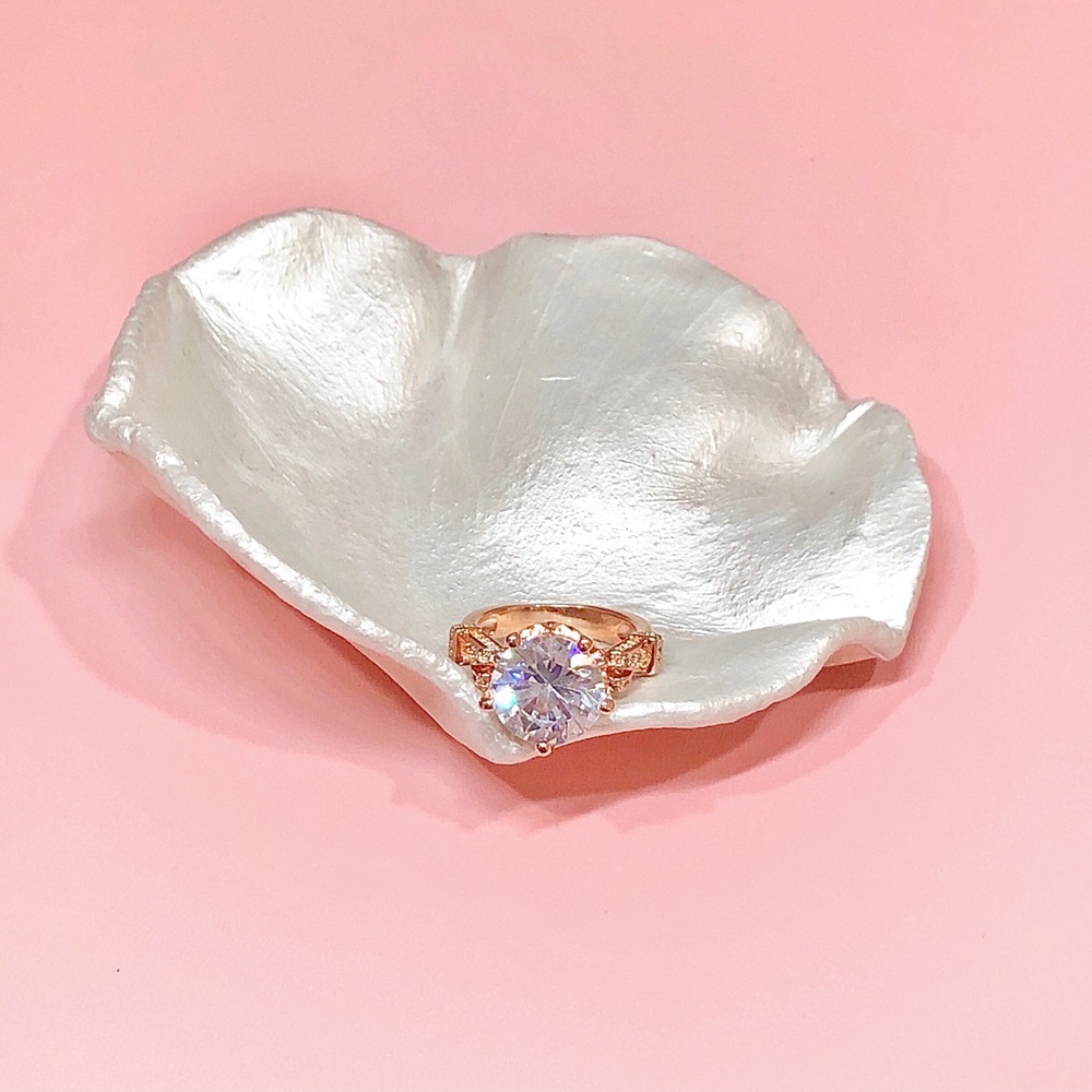 Rose Gold Plated Diamond Wedding Engagement Ring - Picture 2 of 11